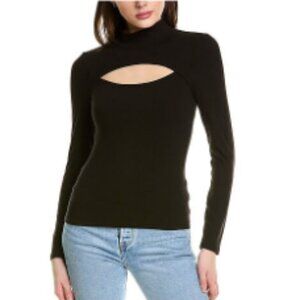 Z Supply | NWOT Pandora Rib Long-Sleeve Cutout Top in Black Size Large